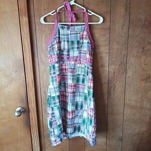 Personal Identity Women’s Halter Dress Size M Plaid Cotton Sundress Elastic Back